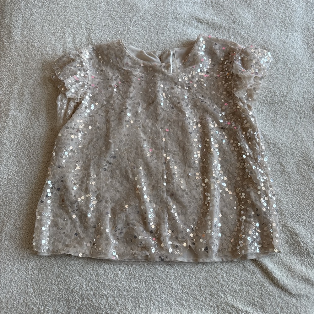 Anthropologie Sequin Blouse - Cream